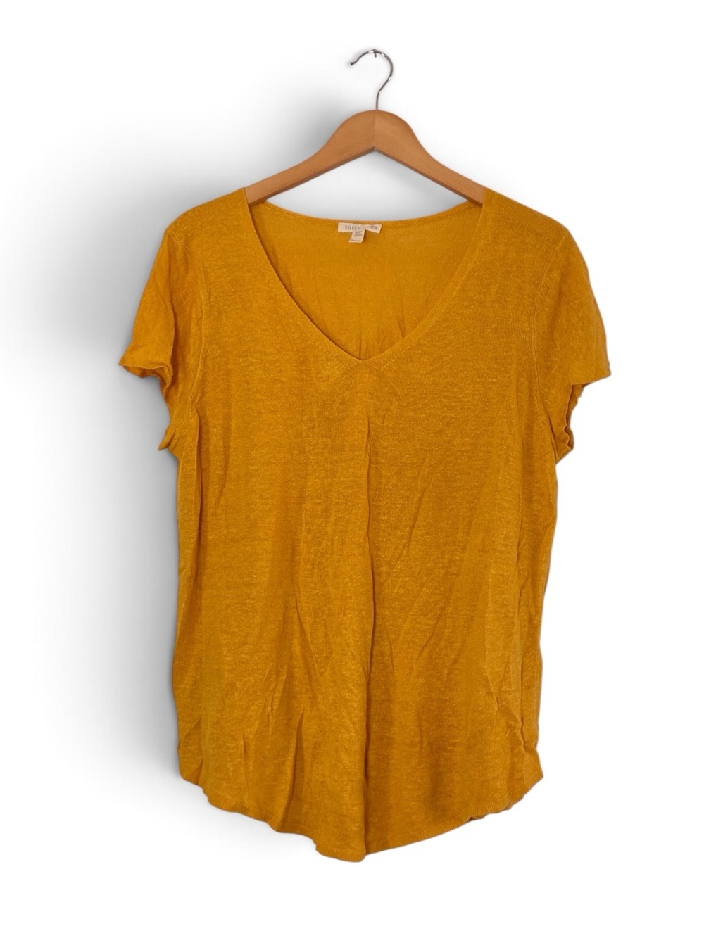 Eileen Fisher | Like new organic linen v-neck short sleeve relaxed blouse XL